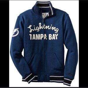 NHL Tampa Bay Lightning CCM Fleece Track Jacket Blue Embroideried Zip Up